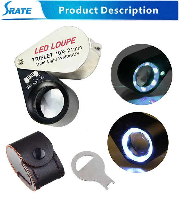 Bijoux,les PièCes de Monnaie Timbres Fanuse 10X Grossissement Bijoutier Loupe Triplet Lens Loupe avec 6 LED LumièRe UV 21Mm pour Gems Etc. Bijoux,les PièCes de Monnaie Timbres Fanuse 10X Grossissement Bijoutier Loupe Triplet Lens Loupe avec 6 LED LumièRe UV 21Mm pour Gems Etc.