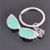 Enamel sun glasses keychain rhinestone pave key chains metal key holder rings