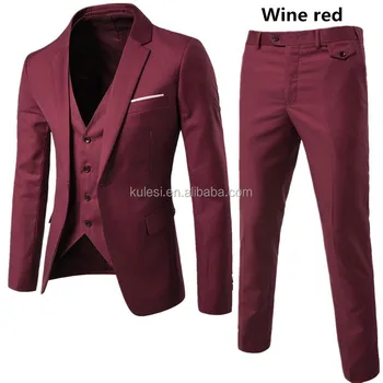 2018 High Quality New Design Wine Red Korea Style Slim Fit Business