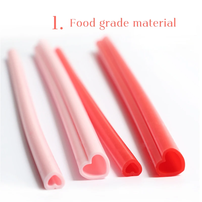 Heart Shape Ecofriendly Straw Reusable Foldable Straw Silicone Straw
