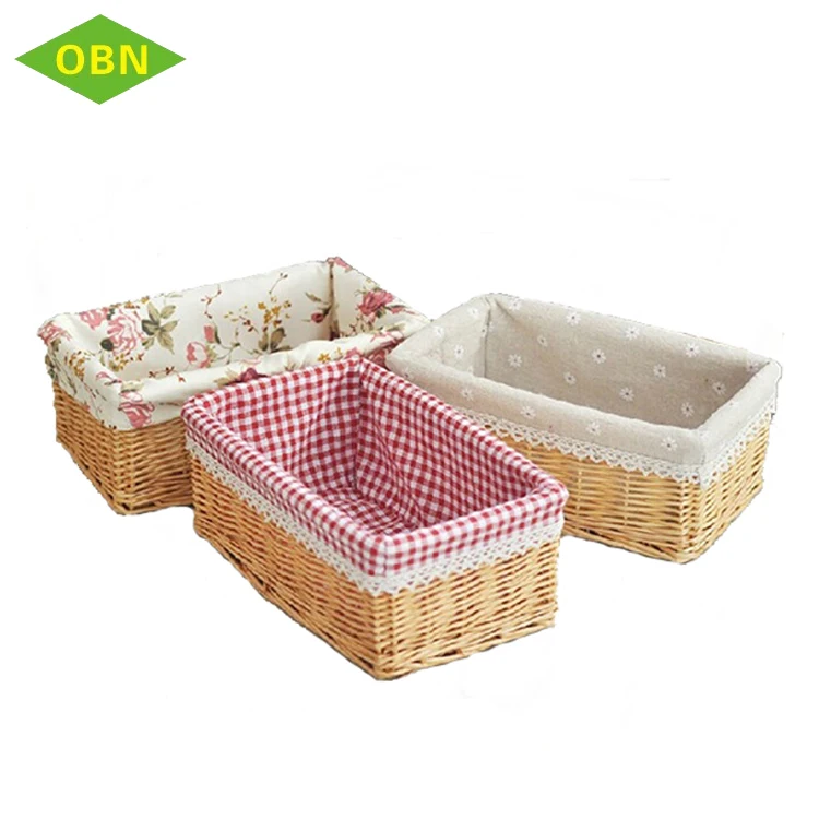 Hot New Binet Rectangular Willow Baby Clothing Wicker Hot New Binet Rectangular Willow Baby Clothing Wicker Storage Basket With Fabric Lining