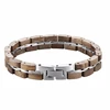Bracelet Wood and stainless steel Cuban link chain mens wooden bracelet