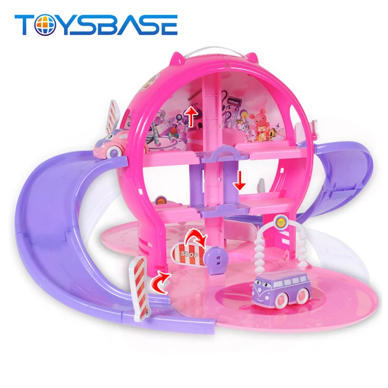 pink toy car garage