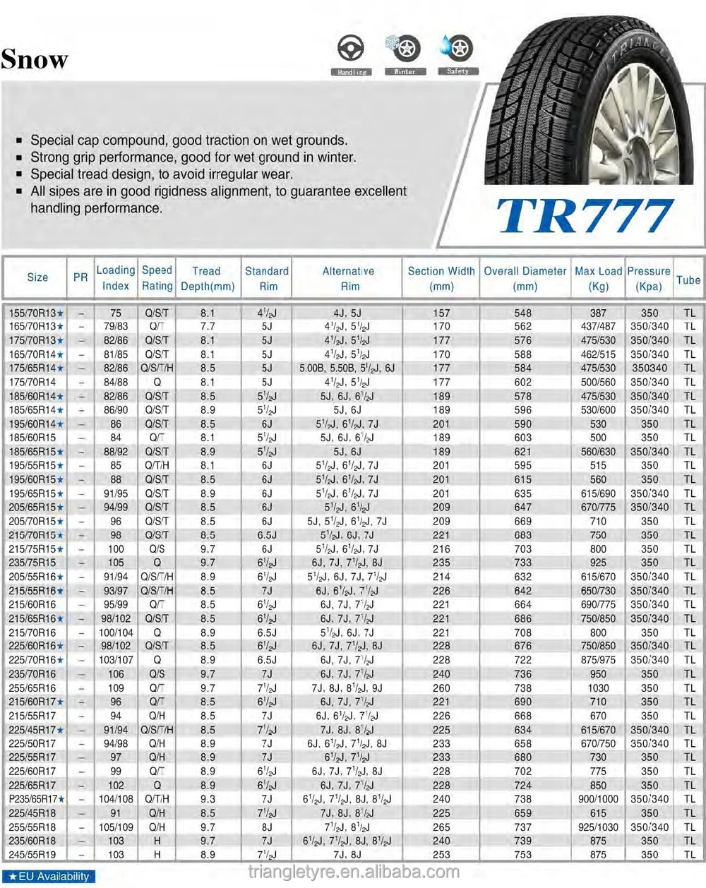 Triangle Tyre Car Tire 175/65r14(tr777)86t - Buy Tire,Winter Tire For ...