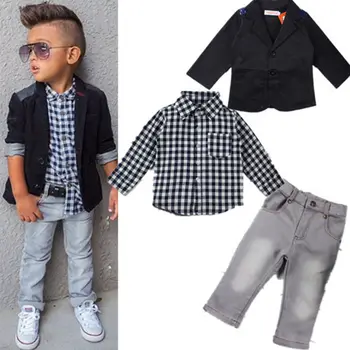 Verbazingwekkend Fabriek 3 Pcs Kids Baby Jongens Gentleman Jas + Shirt + Denim HN-95
