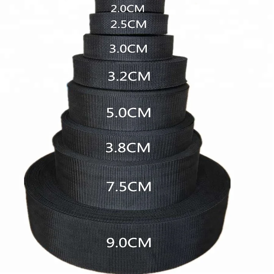 Polypropylene PP Webbing Strapping Flat Strap 1" inch W Black Web for Bags