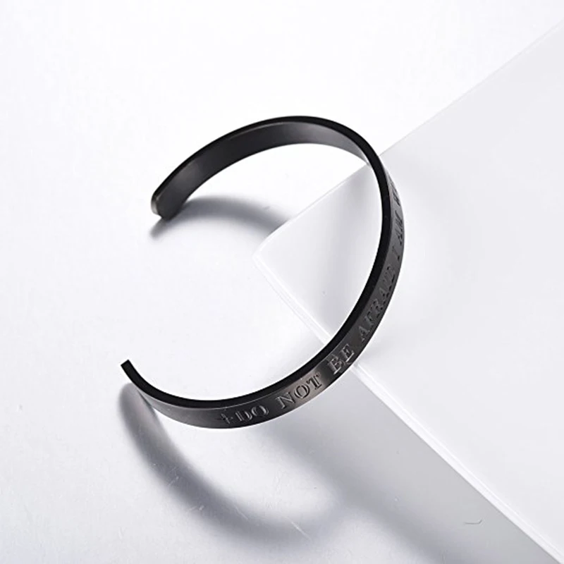 Hot Selling Simple Engraved Letter Jewelry stainless steel black Bracelet Men Cuff Bangle
