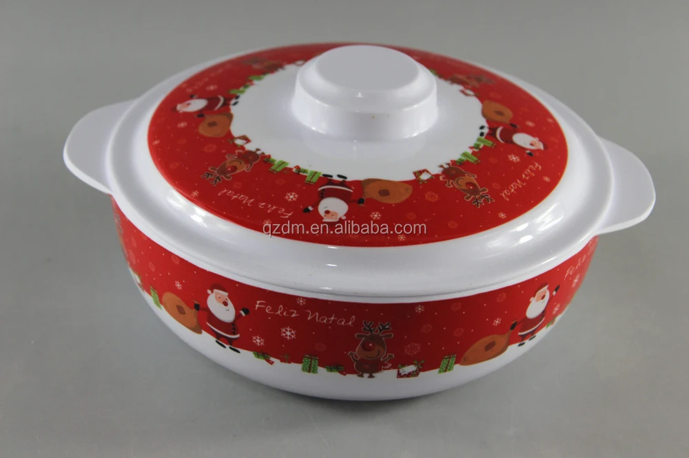 Christmas Melamine Soup Bowl With Lid/Plastic Bowl With Lid