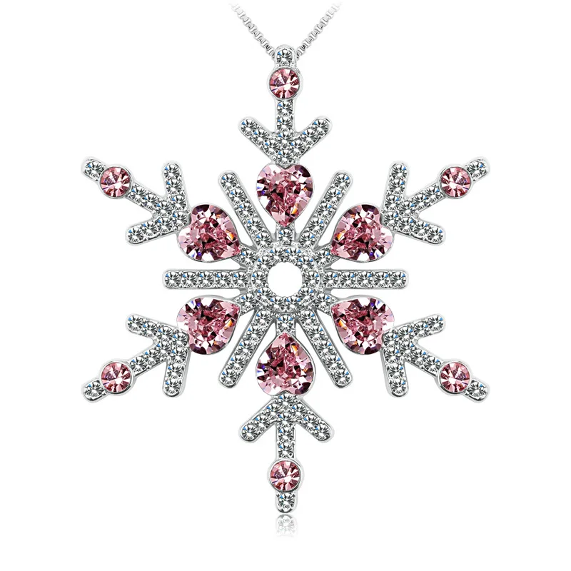 Fancy Snowflake Short Style Crystal Women Silver Necklace
