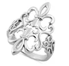 Wholesale Popular Retro Jewelry 925 Sterling Silver Women's Hollow Hearts Double Fleur De Lis Ring