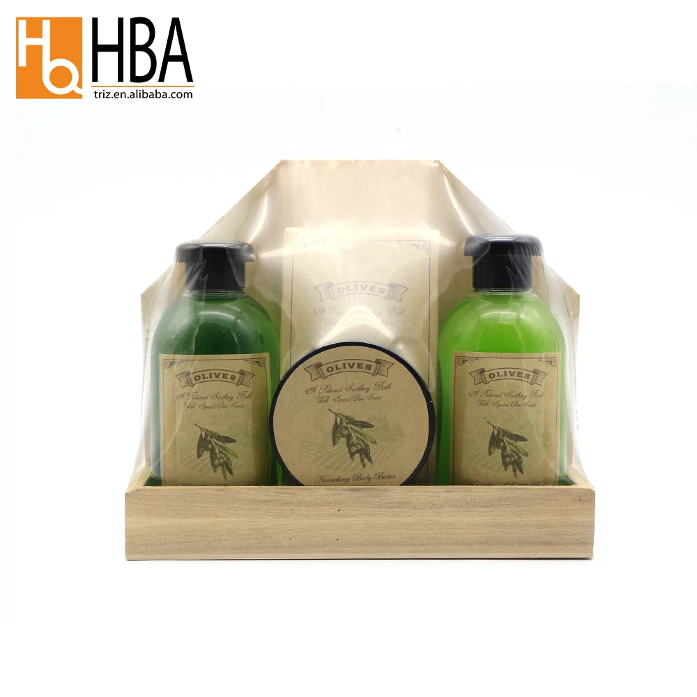 Beauty Personal Shower Gel With Wooden Packing Care Bath Gift Set
