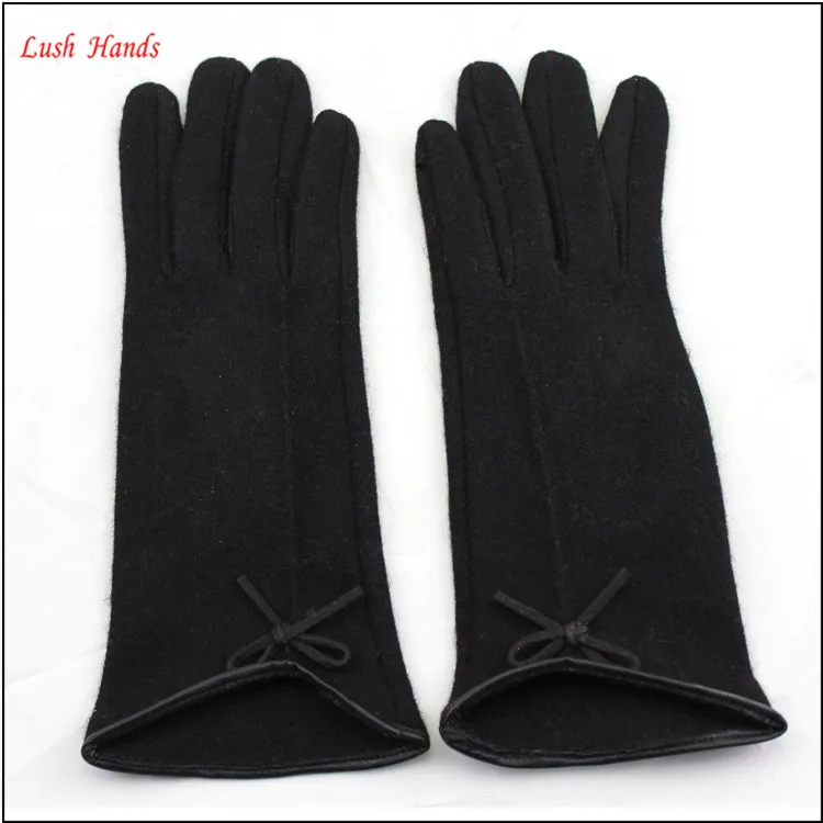 Wholesale women fashion winter wool gloves with bow