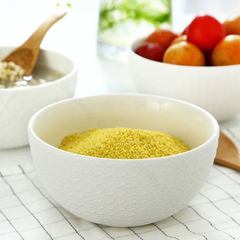 White Embossed Ceramic Plain Soup Bowl Set 3d Ceramic Fruit Bowl Large