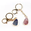 Fashion big stone gold rings healing Crystal pendant keychain for sale
