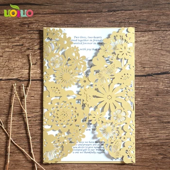 New Products Laser Cut Paper Flower Lace Menu Card Cheap Wedding