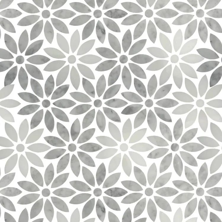 Flower waterjet marble tiles design floor pattern