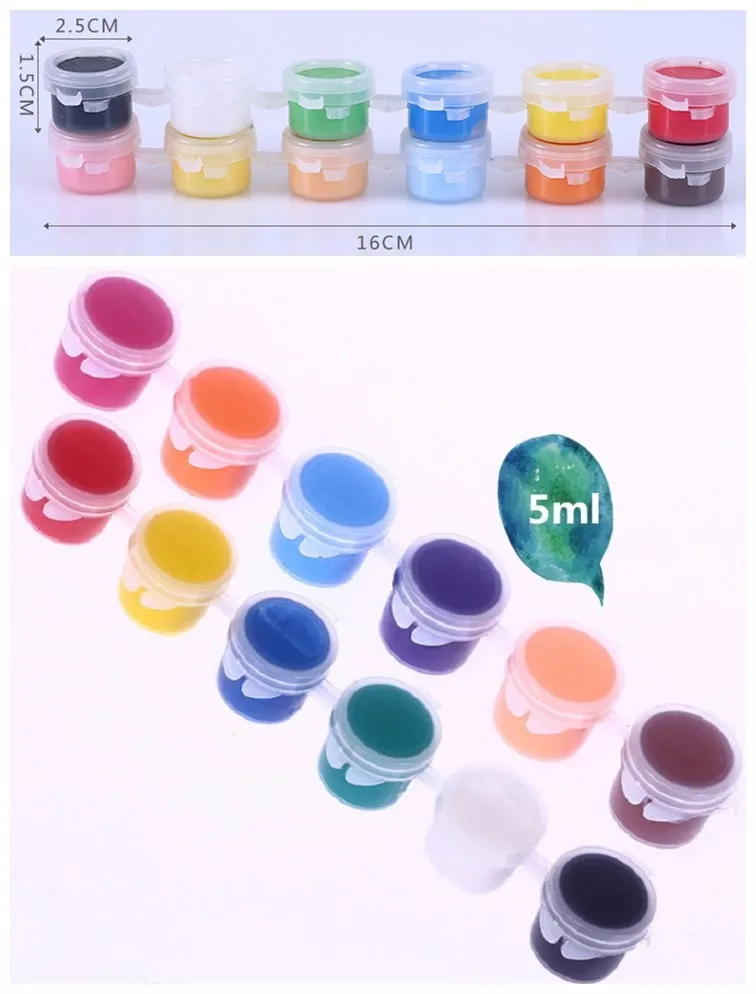 Customized 3ml 6 Bright Colors Mini Acrylic Paints Pot Set With Paint
