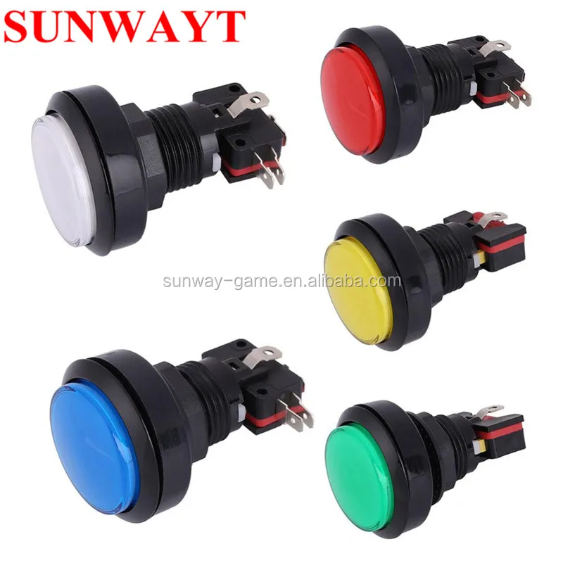 45mm Multi Color Middle Plastic 12v Led Push Button With Arcade Round