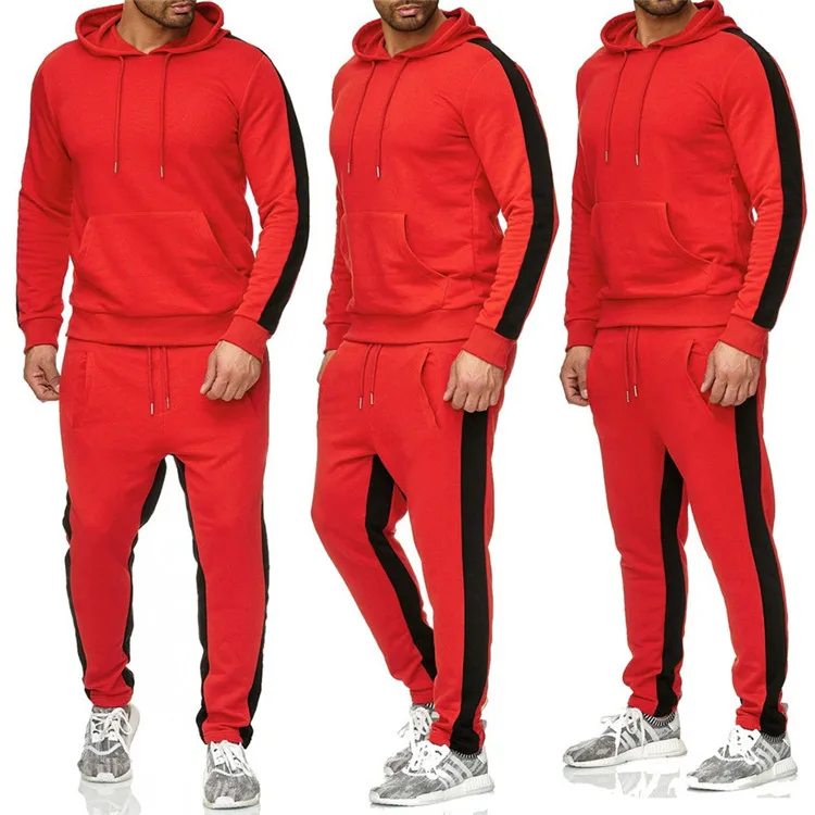 Wholesale Custom Slim Fit Hip-hop Hoodie Solid Sweater Sports Pants Men Tracksuit