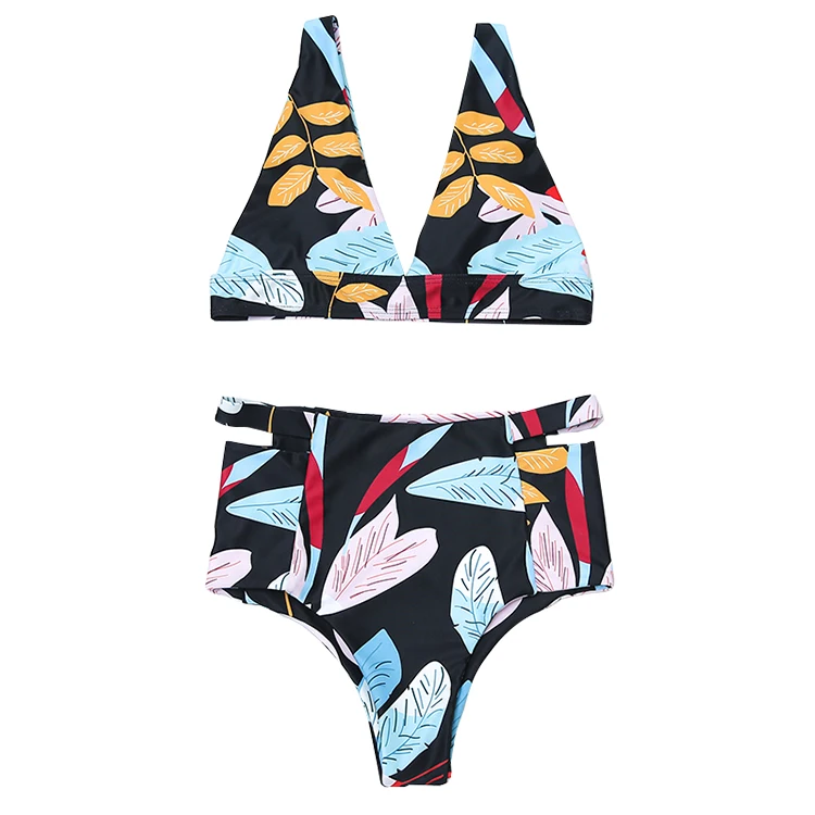 Floral High Waisted Bikini Sexy Swim Bathsuits Sets Swimsuit Two Piece ...