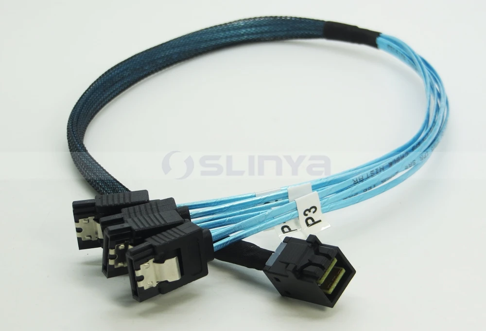 Blue Internal Hd Mini Sas Sff 8643 Host To 4x Sata 7pin Target Forward