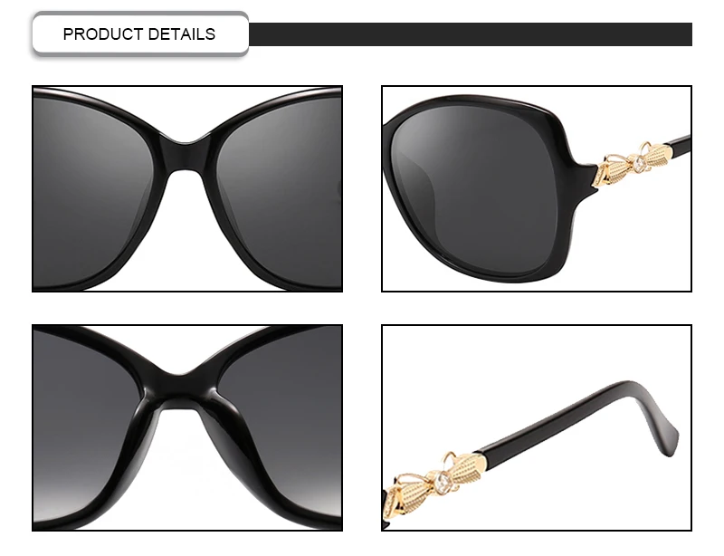 Cheap promotional bowknot diamond leg big frame polarized holiday sunglasses for women