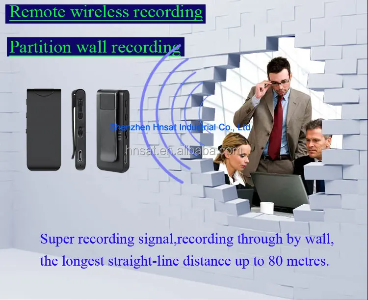 80 meter wireless voice activated recording long distance mini voice recorder with back clip