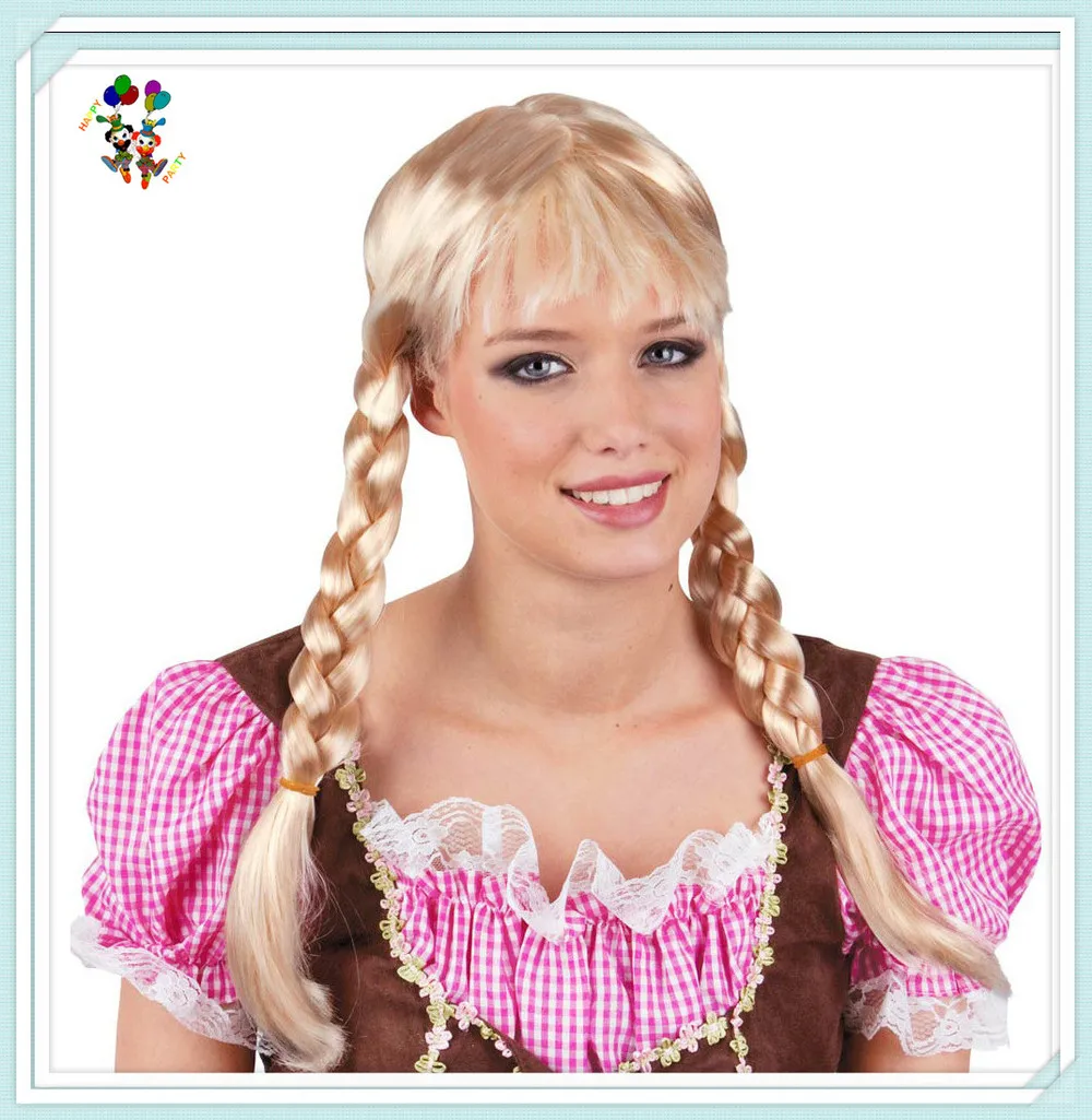 cheap blonde pigtail wig