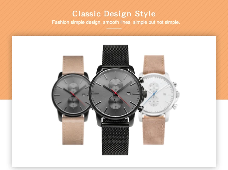 Luxury Fashion Chorograph Classic Stainless Steel Mesh Strap Wristwatches