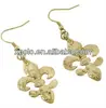 Plating gold/2.25" drop/metal alloy/fleur de lis/fish hook style earring