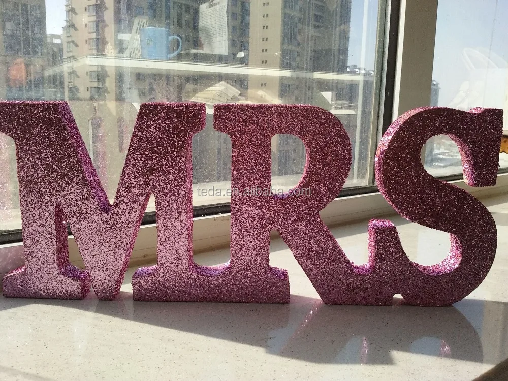 Free Standing 3d Glitter Mr Mrs Wooden Letters Wedding