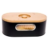 Black 2-in-1 Modern Bread Box with Bamboo Cutting Board Lid Saving Bread Bin