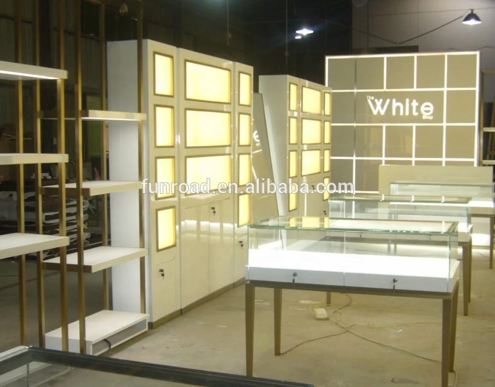 Gold jewelry store display counter furniture