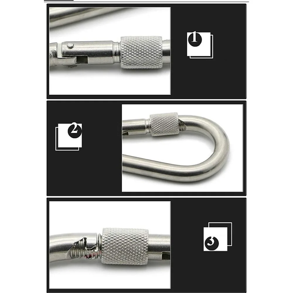 BT-245S Excellent Climbing Steel Carabiner Electric Galvanized Climbing 7mm With Screw Steel Spring Snap Hook Locking Carabiner