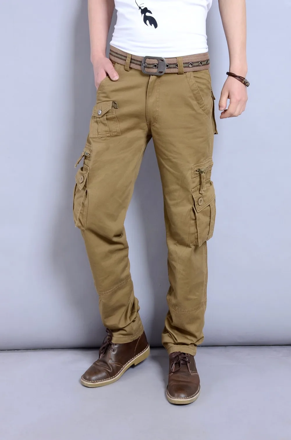 khaki pants with zipper pockets