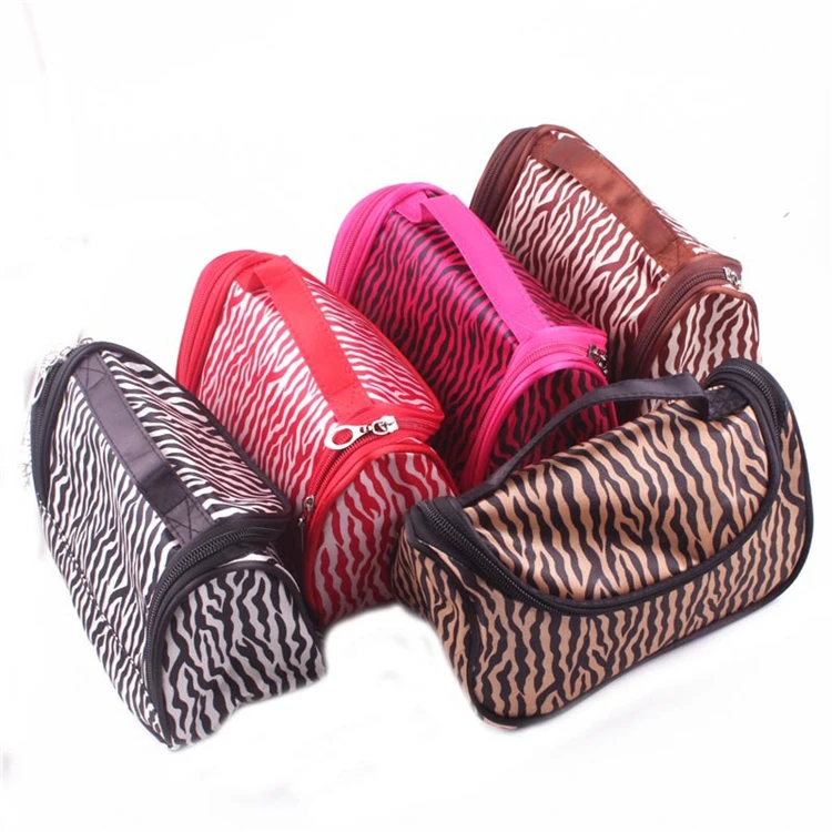 Fashion Zebra Pattern Stripe Zip Lock Lady Cosmetic Travel Clutch Bag