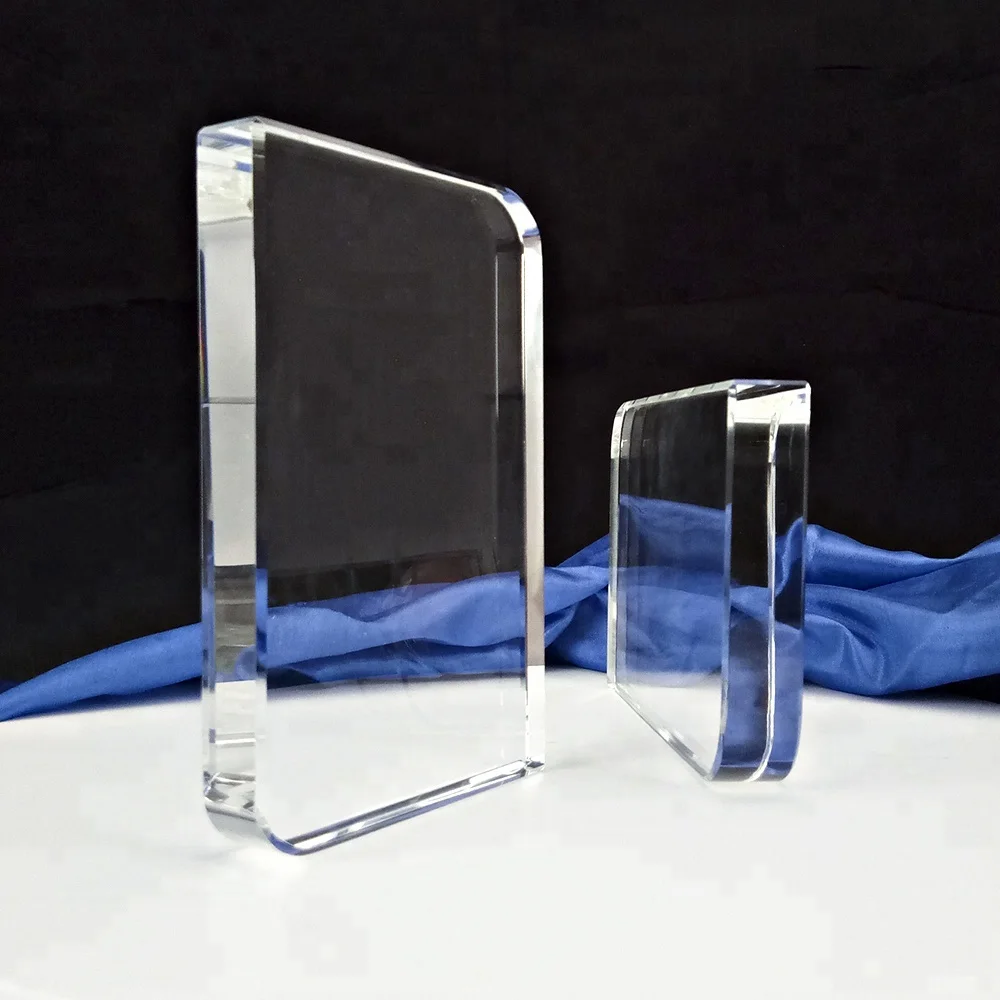 High Quality Clear Blank Crystal Flat Plaque With Round Corner Laser