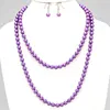 Women's Fashion Purple Faux Pearl Strand Long Necklace
