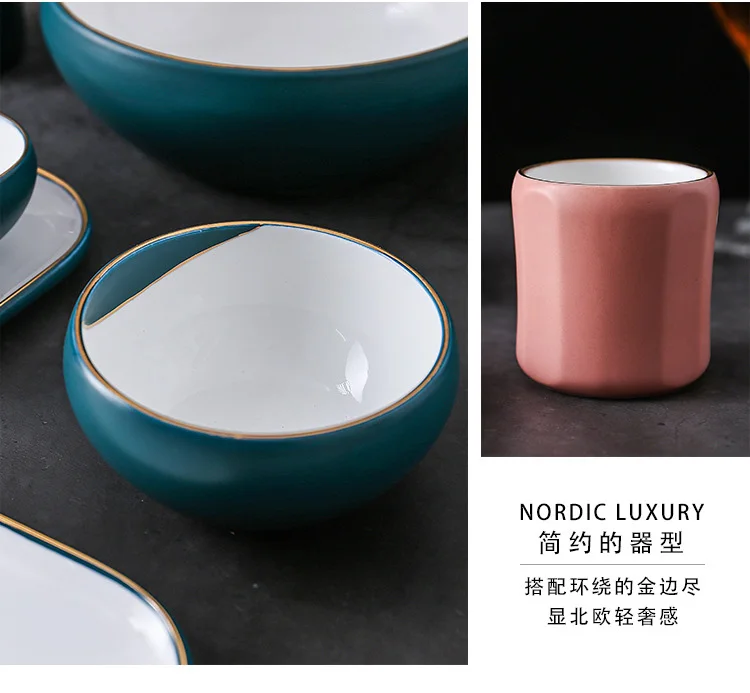 American Luxury Unique Design Wedding Tableware Sets Glazed Porcelain Matt  Pink And Green Cerami… in 2023