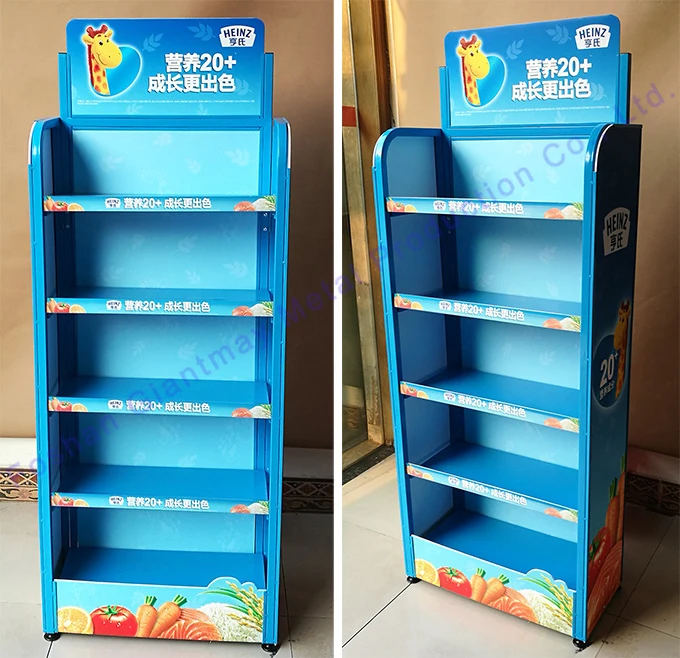 POS Wholesale 5 Shelves Flooring Product Metal Display Stand Rack