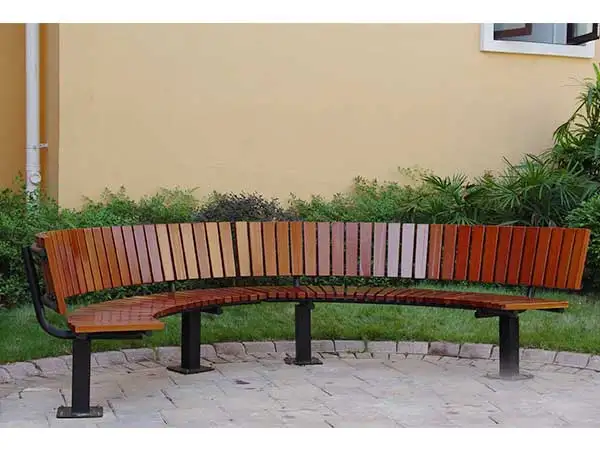 half circle outdoor bench