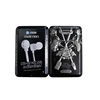 black candy mint packaging small mobile cable earphone tin box with hinged cover