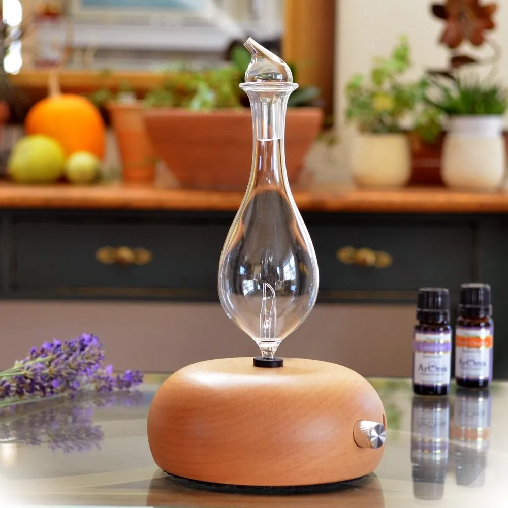 Wood Waterless Fragrance Nebulizer Essential Oil Diffuser Aroma