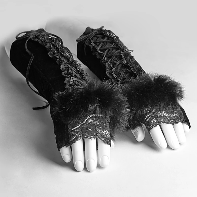 ladies black lace gloves
