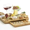 Cheese Board Utensils Gift Set Extensive Serving Set Large Bamboo Board & 6 Stainless Steel Cheese Knives & 6 Chalk