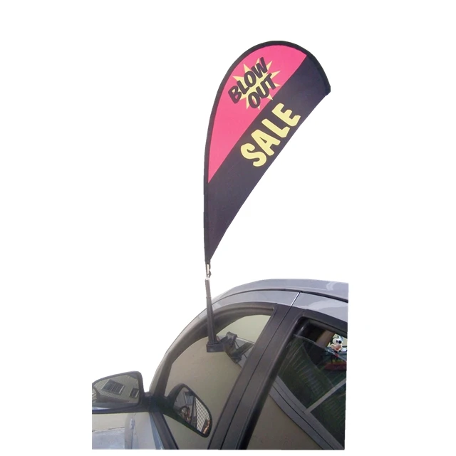 Patented Mini Teardrop Flag Mini Clips Plastic Car Window Banner