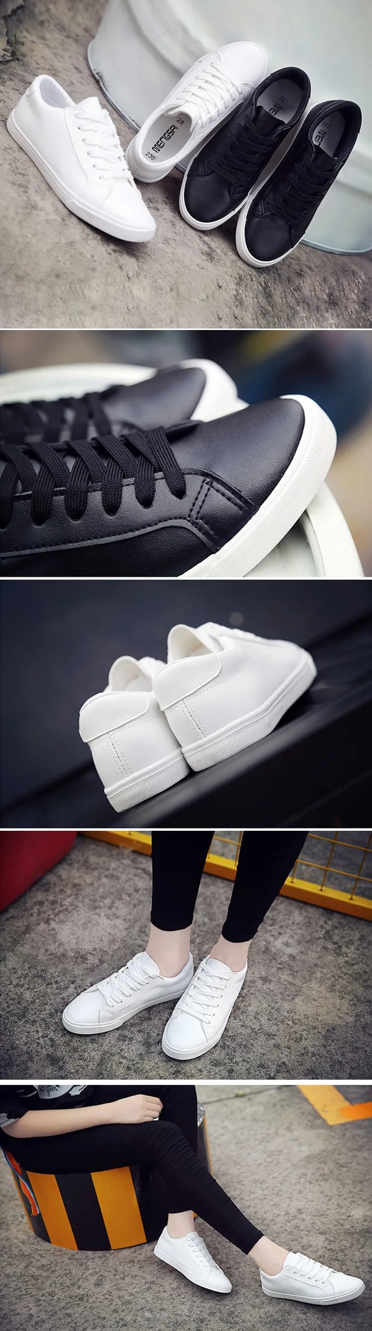 Wholesale Pu Leather Running Blank Sneaker Lace Up Plain White Canvas