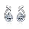Silver Color Earrings Blue Water Drop CZ Stone Pierced Dangle Earrings Women Long Drop Earrings HS-WL-E71