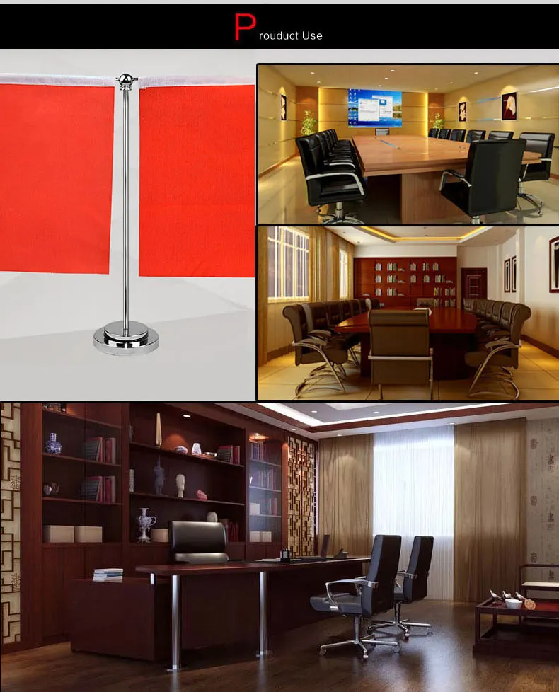 Office Decoration Desk Banner Sliver Flag Pole Table Top Flag Stand