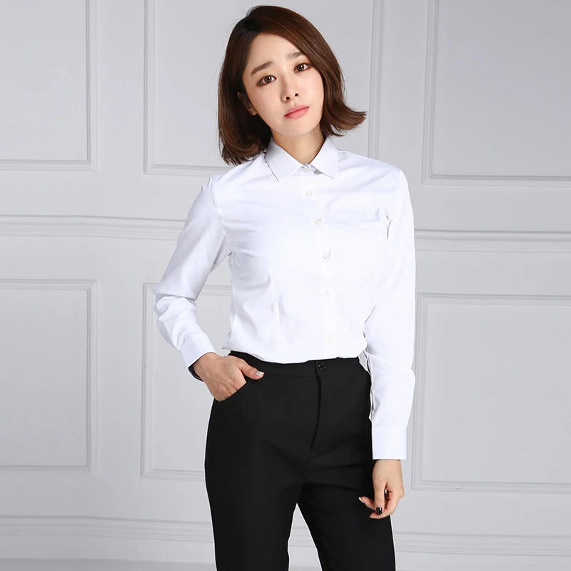 Korean Shirts Tops Women Blouses Office Chiffon Shirts Elegant V